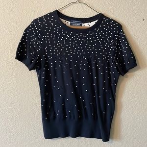 Land’s End Black White Polka Dot Sweater Tee